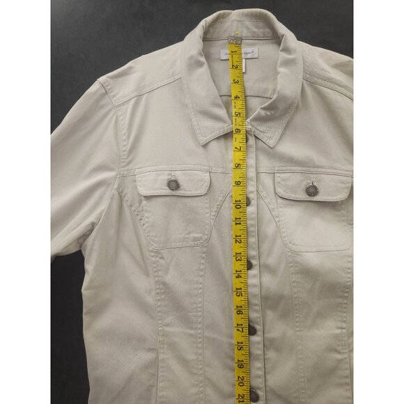 Christopher & Banks Beige Button Front Womens Jacket Size L Lightweight Casual - Picture 8 of 16